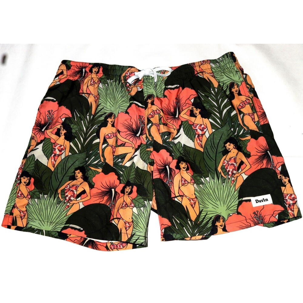 Duvin Beach Babes Men's Swim Surf Liner Drawstring Trunks Size 2XL